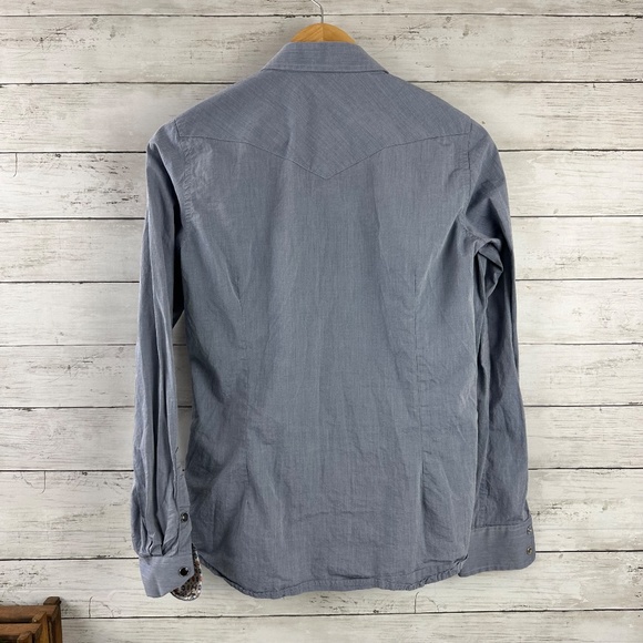 Retta WW Snap Button Shirt Womens Medium Blue‎ Floral Embroidered Western Rodeo - Picture 6 of 12